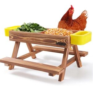 Boulphia Wood Mini Picnic Table Chicken Feeder- NEW